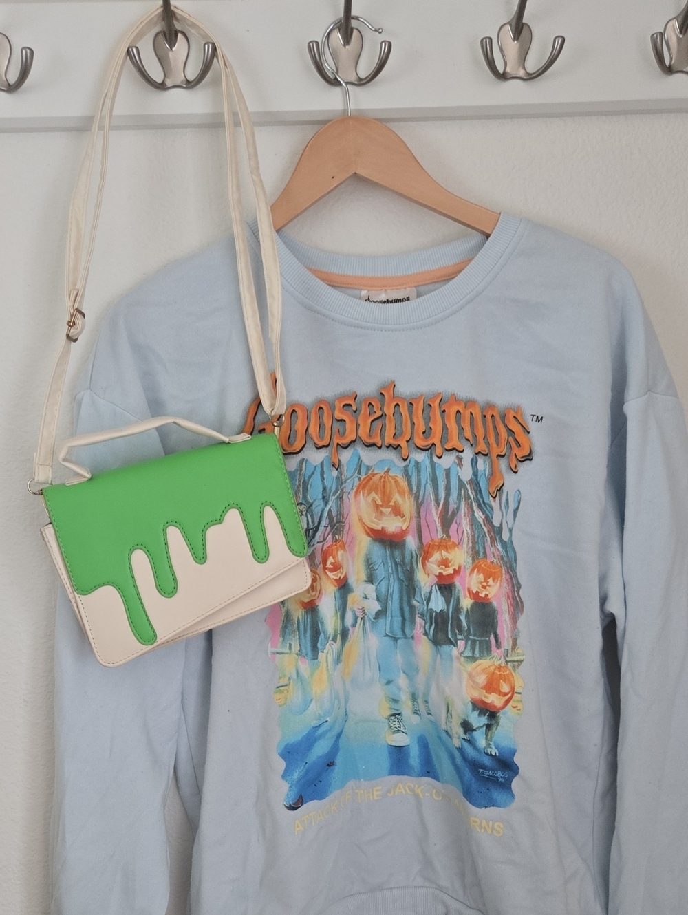 Green Drip Accent Crossbody Halloween Bag
